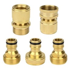 5 Pieces Brass Quick Connector Starter Kit Water Hose End and Faucet Set