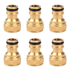 6 Pieces Brass Male BSP 1/2" Internal/External Thread Faucet Hose Nozzle Quick Connect Adapter