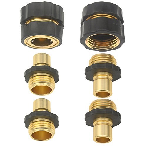 Set of 6 Aluminum Garden Hose Quick Connector - Water Hoses Quik Connect Release