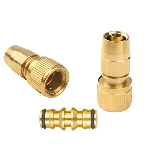 Set of Brass Garden Xhose Expanding Hose Joint Male Pipe Adaptor Repair With Quick Connector