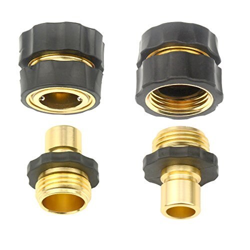 2Sets (4pcs) Aluminum Garden Hose Quick Connector - Water Hoses Quik Connect Release