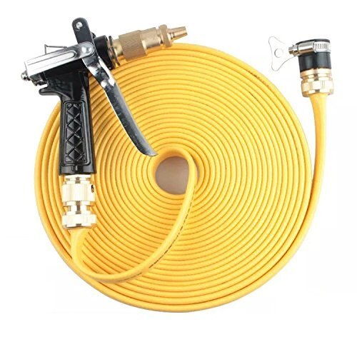 Flat Flexible 1/2" Garden Lawn Hose Pipe Brass Fitting Set Connector Tap Adaptor With Spray Gun