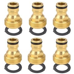 6 Pieces Aluminum Male 3/4" Thread Faucet Hose Nozzle Quick Connect Adapter With Rubber Washer