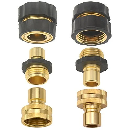 Set of 6 Aluminum Garden Hose Female Male Quick Connector - Water Hoses Quik Connect Release