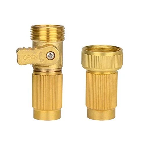 Set of Brass Garden Female Male Expanding Hose Joint Pipe Adaptor Repair With Individual On-Off Valve