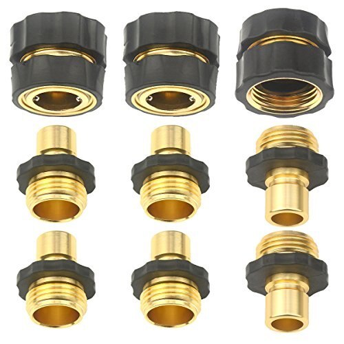 Set of 9 Aluminum Garden Hose Quick Connector - Water Hoses Quik Connect Release