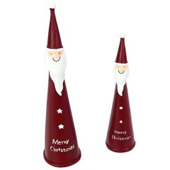 Set of 2 Small Santa Claus Christmas Poly Resin Ornament For Garden Yard Home Desktop Figurine