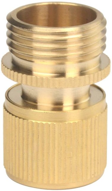 Set of Brass Male and Female 3/4 Inch Garden Hose End and Faucet Quick Connector Set