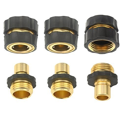 3Sets (6pcs) Aluminum Garden Hose Quick Connector - Water Hoses Quik Connect Release