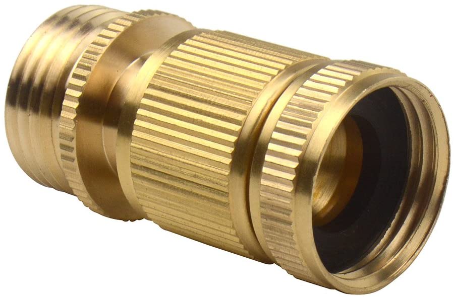 Set of Brass Male and Female 3/4 Inch Garden Hose End and Faucet Quick Connector Set
