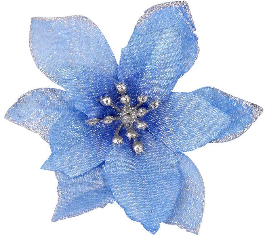 12Pcs 5 Inch Glitter Artificial Poinsettia Flowers with Ties for Wedding Christmas Festival Holiday Decor Xmas Wreath Garland Ornament