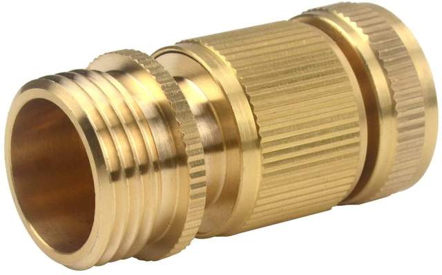 Set of Brass Male and Female 3/4 Inch Garden Hose End and Faucet Quick Connector Set