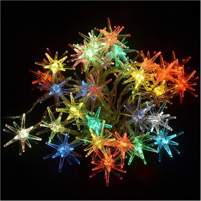 Battery Powered Warm White Stars Explosion Ball Fairy String Lights Christmas Halloween Garden Home Decoration