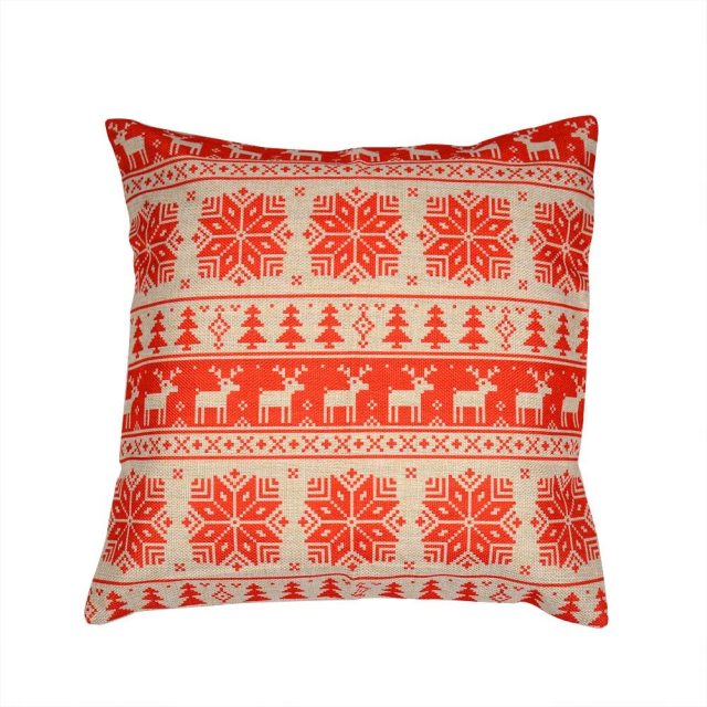Cotton Linen Stripes Throw Pillow Case Comfortable Cushion Cover 18 Inch Christmas New Year Xmas Home Decor