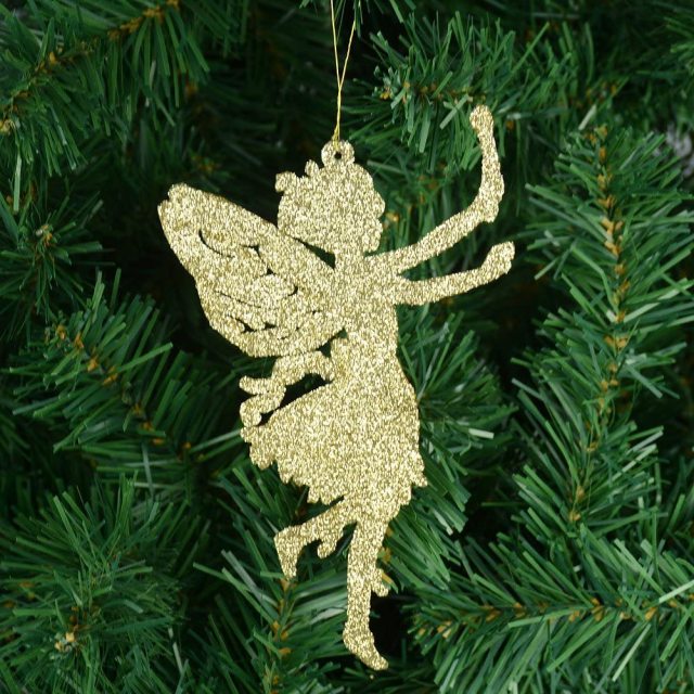 6pcs Golden Glitter Shape Christmas Hanging Ornaments Party Decorating Supplies 14 x9cm