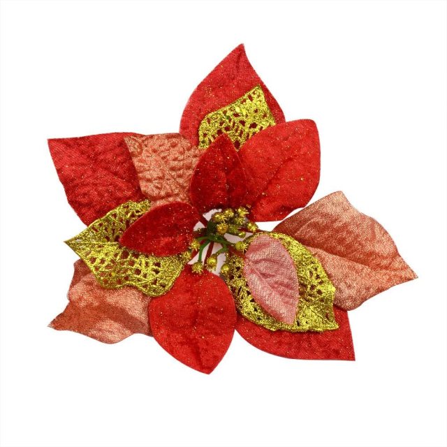 6pcs Luxury 8 Inch/20cm Glitter Artificial Christmas Flowers XMAS Tree Wreaths Decor Ornament