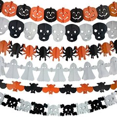 6Pcs Precious Halloween Easter Paper Chain Garland Decoration Prop Pumpkin Bat Ghost Spider Skull Shape OH