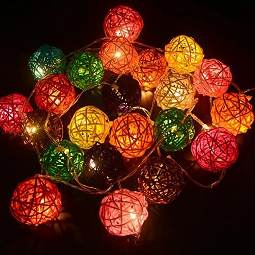 14FT/4M 40LED Battery Operated Rattan Ball LED String Fairy Light