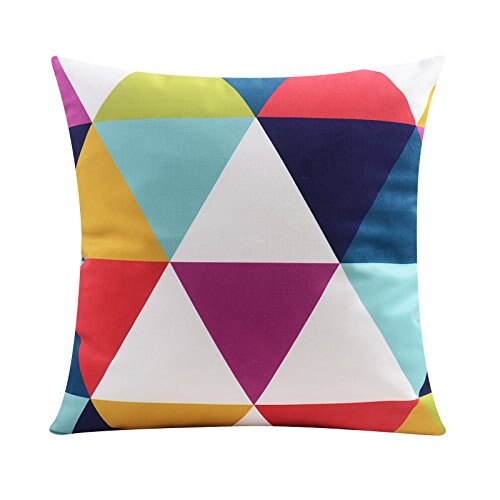 New Colorful Classic Plaid Sofa Cushion Cover Throw Pillow Case Cotton Linen 22 Inch Decor