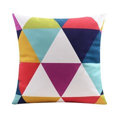 New Colorful Classic Plaid Sofa Cushion Cover Throw Pillow Case Cotton Linen 22 Inch Decor