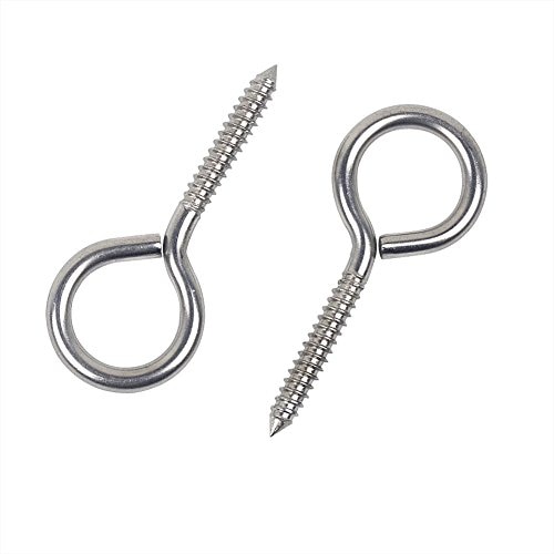 12Pcs Heavy Duty Stainless Steel Screw Eyes Pins Hanging Hooks Threaded Hardware