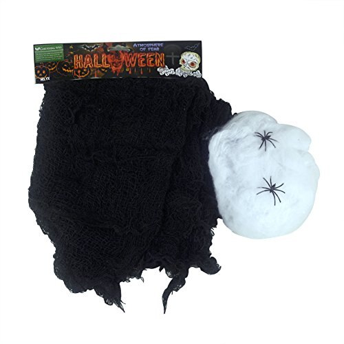 Set of 2 Creepy Scary Gauze Cloth Drape doorways walls entryways Halloween 30"x84" With Spiders White Webs