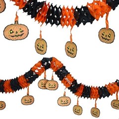 2Pcs Precious Halloween Pumpkin Paper Chain Garland Decoration Prop Shape OH