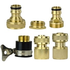 Set of 6 Brass Garden Lawn Water Hose Pipe Fitting Set Connector Tap Adaptor