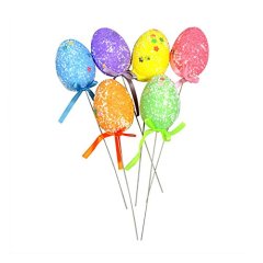 12Pcs Colorful Foam Easter Eggs Picks on Sticks