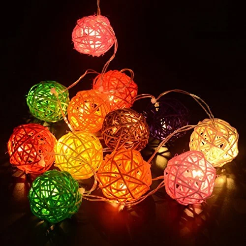 10FT/3M 30LED Battery Operated Rattan Ball LED String Fairy Light