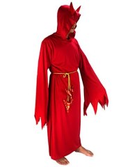 Men's Red Devil Angular Hooded Robe Tunic Halloween Easter Party Cosplay Costume