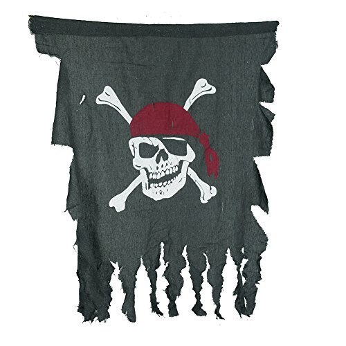 Halloween Cosplay Easter Costume Tattered Pirate Flag Red Bandana Skull & Crossbones Flag 35" x 31"