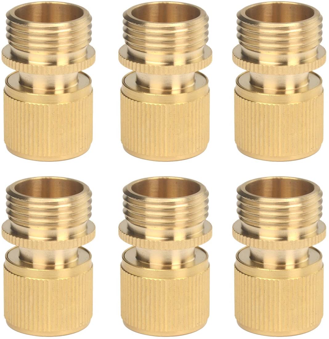6Pcs Brass Garden Lawn Water Hose Pipe Fitting Connector
