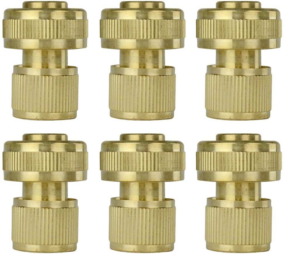6Pcs Brass Garden Lawn Water Hose Pipe Fitting Connector