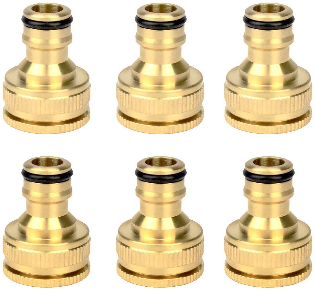 6Pcs Brass Garden Lawn Water Hose Pipe Fitting Connector