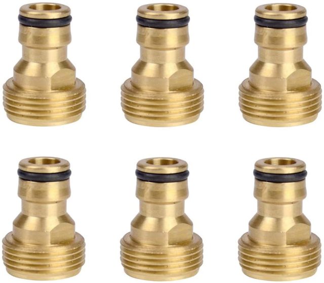 6Pcs Brass Garden Lawn Water Hose Pipe Fitting Connector