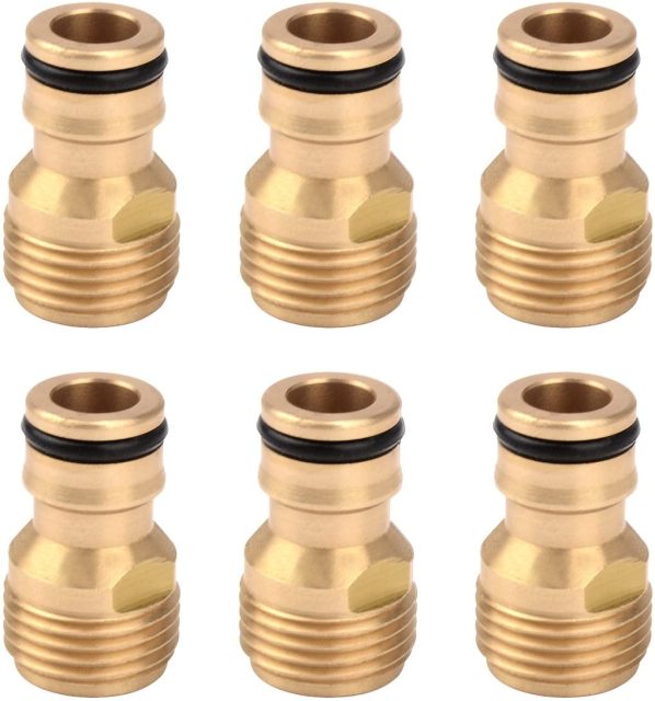 6 Pieces Brass Male BSP 1/2" Internal/External Thread Faucet Hose Nozzle Quick Connect Adapter