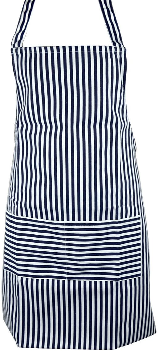 Blue Red White Stripe Men Women Kitchen Cooking Catering Restaurant Waitress Chef Cooking Work Garden Apron Bib With Pockets