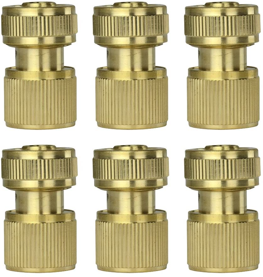 6Pcs Brass Garden Lawn Water Hose Pipe Fitting Connector