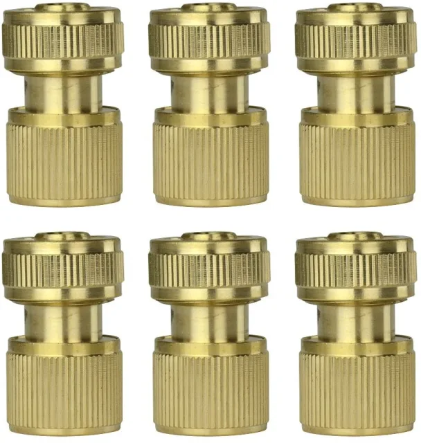 6Pcs Brass Garden Lawn Water Hose Pipe Fitting Connector