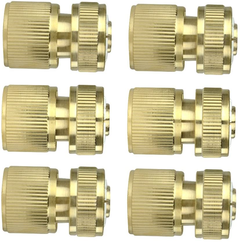 6Pcs Brass Garden Lawn Water Hose Pipe Fitting Connector