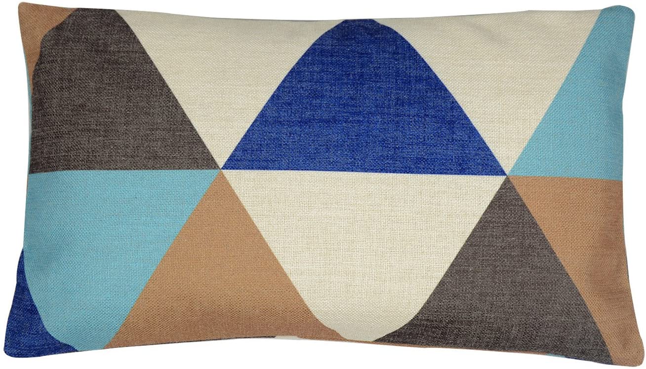 New Colorful Classic Plaid Sofa Cushion Cover Throw Pillow Case Cotton Linen 14"x20" Decor