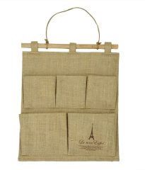 Nostalgic Cotton Multi-layer Wall Hanging Storage Bag 5 Pocket Organizer Home Garden Yard Decoration