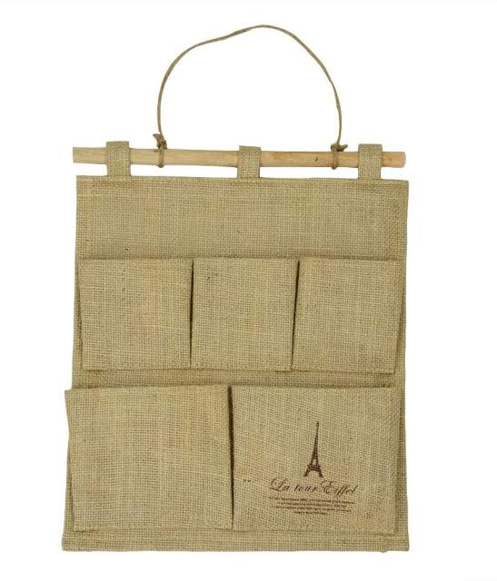 Nostalgic Cotton Multi-layer Wall Hanging Storage Bag 5 Pocket Organizer Home Garden Yard Decoration