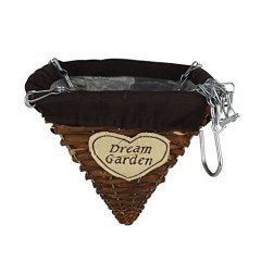 Hand Made Weaved Cone Shape Wicker Rattan Lined Hanging Basket For Home Garden Yard Patio
