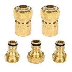 5 Pieces 5/8" Brass Quick Connector Starter Set Male Female Adapters