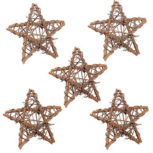 5Pcs Natural Dried Star Rattan Handmade Garland Wreath Xmas Wedding Home Garden Decor