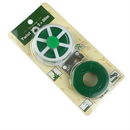 2Pcs 100Ft/30M Light-Duty Soft Green Package Multi-purpose Gardening plant Twist Tie with Cutter