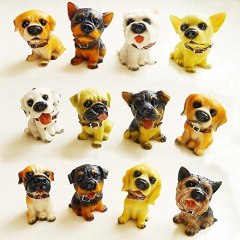 12pcs Puppy Pet Mini Ornament Dog Figure Resin Statue Detailed Collectable Gift