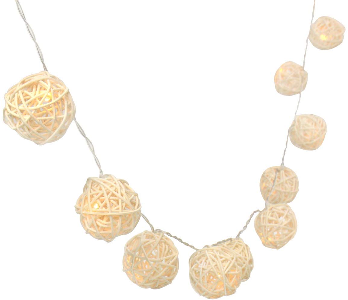 14FT/4M 40LED Battery Operated Rattan Ball LED String Fairy Light